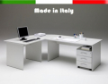 Set Scrivania Ufficio  mis.  220 X 160 H 74 e Cassettiera - varie finiture